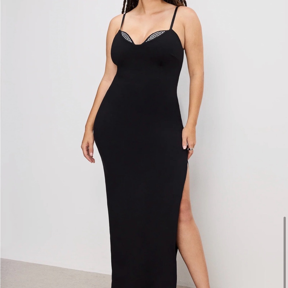 Good American Black Maxi Dress with Slit